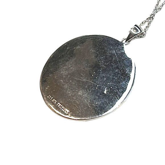 R. H. Macy  Sterling Silver & Turquoise Grid Circle Necklace - Picture 4 of 6
